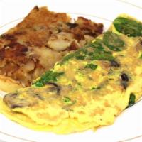 House Omelette · Mushrooms, spinach & swiss cheese