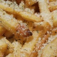 Parmesan Fries · French Fries tossed in parmesan cheese, olive oil and seasoning.