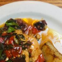 Chicken Breast · Sautéed with wood oven peppers, Gaeta olives, roasted potatoes.