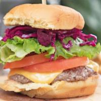 Basic Burger · Angus beef burger, pickled cabbage, cheese, lettuce, tomato, caramelized onion, house sauce,...