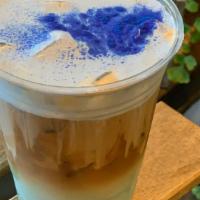 Blue Ocean Latte / Ice 16Oz · Double shot espresso, Homemade  Blue Ocean Syrup, Homemade Blue Ocean Cream, Blue Spirulinia...