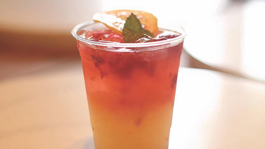 Raspberry Mint Lemonade / 24Oz. · Fresh Raspberries, Fresh lime juice, Fresh lemon juice, Ice, Simple syrup, Mint garnish