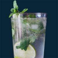 Mint Lemonade / 24Oz. · Fresh mint leaves, Sparkling water, Fresh lime juice, Fresh lemon juice, Simple syrup, Ice