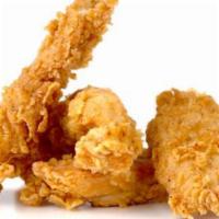 2 Chicken Strips · Delicious chicken battered and fried into golden crispy strips.
