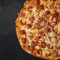 Zero Gluten Sausage & Pepperoni Sensation Pizza · 10-inch Pizza, served on a Gluten-Free crust, with a homemade tomato sauce and cheese, toppe...
