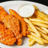 Chicken Tenders (4 Pieces) · Crispy chicken tenders cooked to perfection and tossed in your choice of sauce or rub. Serve...