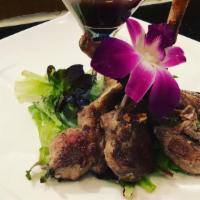 Grilled Rock Of Lamb · Sauteed seasonal vegetable, red wine demi glazed.
Choice soup or salad