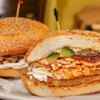 Cemita · Sandwich on a sesame roll with avocado, Oaxaca cheese and chipotle sauce.