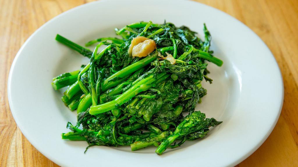 Friarielli (Gf) · Vegan, vegetarian, gluten free. Broccoli rabe, extra virgin olive oil, and roasted garlic.