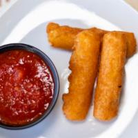 Mozzarella Sticks (6) · Grilled Italian bread topped with diced tomatoes, garlic, onion, basil, and a sprinkle of Ro...