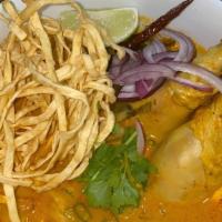 Khao Soi · Spicy. Chiang mai most popular creamy yellow curry broth noodle with pickled mustard, fried ...