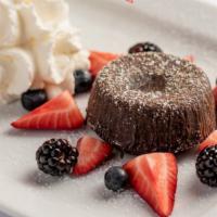 Callebaut Molten Chocolate Cake · Berries/Vanilla Ice Cream/Whipped Cream