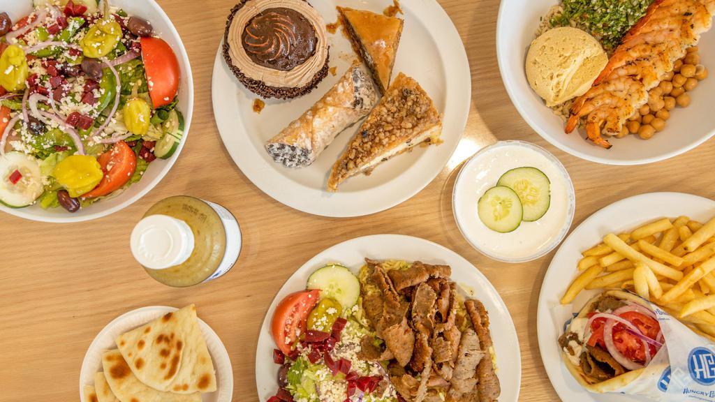 The Hungry Greek · Mediterranean · Chicken · Desserts · Salad · Soup