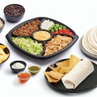 Burrito Take-Home Meal Kit · Includes choice of 6 large soft flour or wheat tortillas, chicken, beef, cilantro lime rice,...