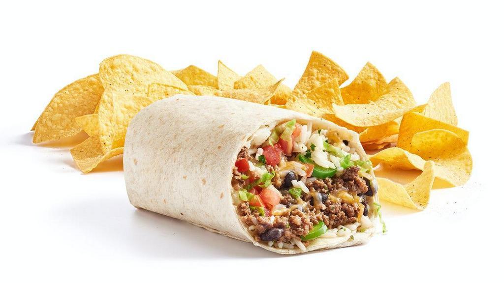 Tijuana Burrito · Flour or wheat tortilla, cilantro lime rice, refried or black beans. Served with a side of chips. 978-1318 CAL