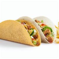 Dos Tacos Mix And Match · Hard corn, soft flour or wheat tortilla, and choice of 1-2 fillings and toppings. Served Tij...