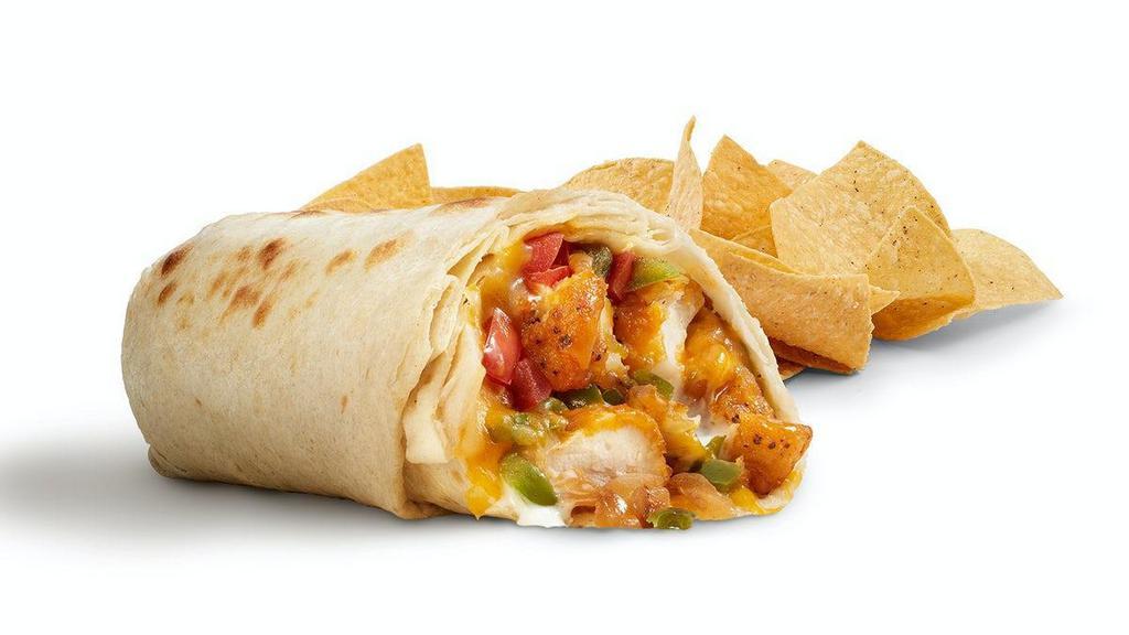 Bangin' Chicken® Burrito · Choice of Flour or Wheat tortilla with Smack My Ass Bangin' Chicken®, cheddar-jack cheese, grilled onions & peppers, tomatoes & ranch dressing. Served with side of chips. 988-1026 CAL.