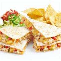 Megajuana Quesadillas · Double meat and double cheese in a grilled flour or wheat tortilla, melted cheese, and pico....