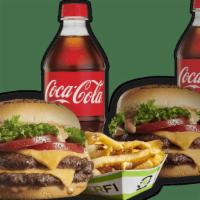 Burger Bundle For 2 · 2 BurgerFi Cheeseburgers, Large Fresh-Cut Fries and 2 bottled beverages