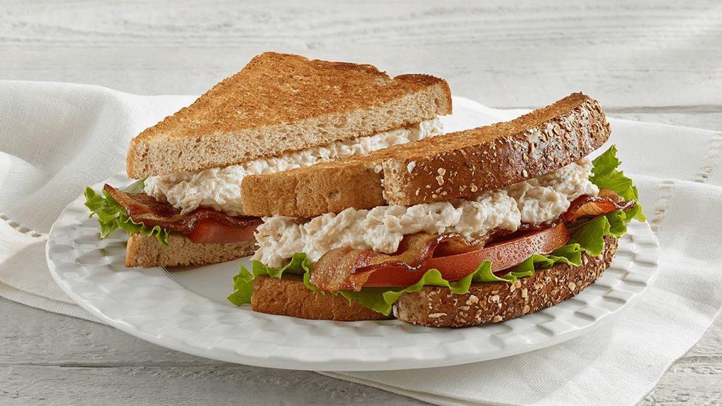 Chicken Salad Blt · Includes your choice of any Fresh Side, Scoop, or Cup of Soup. Served with bacon, lettuce & tomato on your choice of flaky croissant, traditional white or wheatberry bread.