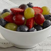 Fresh Fruit · Chilled, freshly cut strawberries, blueberries and red & white seedless grapes.