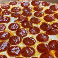 Pepperoni Pizza · Hand-stretched dough with marinara, pepperoni and mozzarella.