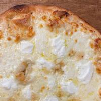 White Garlic Cheese · Hand-stretched dough with garlic sauce, ricotta, parmesan, fresh mozzarella, garlic, and fet...