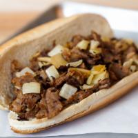 Steak Sandwich · 8” Philly steak sandwich loaded with grilled steak and onions on a toasted Amoroso’s roll