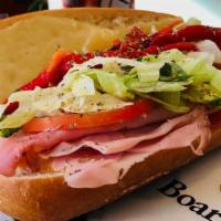 Wild Italian On Hoagie · Smoke Master Ham, Genoa Salami, Pepperoni and Provolone; Topped with not so spicy house craf...