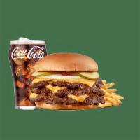 Triple Steakburger (3X Cheese) Combo · 3 slices of American Cheese with choice to add ketchup, pickle, onion, lettuce, tomato, must...