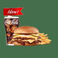 Double Steakburger Double Cheese Combo  · Two Steakburger patties, two slices of American cheese with choice of pickle, onion, ketchup...