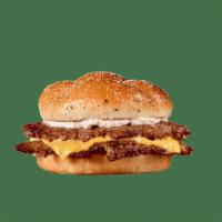 Garlic Double Steakburger  · With American cheese on a toasted bun with garlic butter and a sprinkle of garlic salt