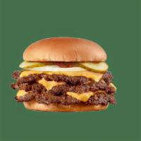 Triple Steakburger (3X Cheese)  · 3 slices of American cheese with choice to add ketchup, pickle, onion, lettuce, tomato, must...