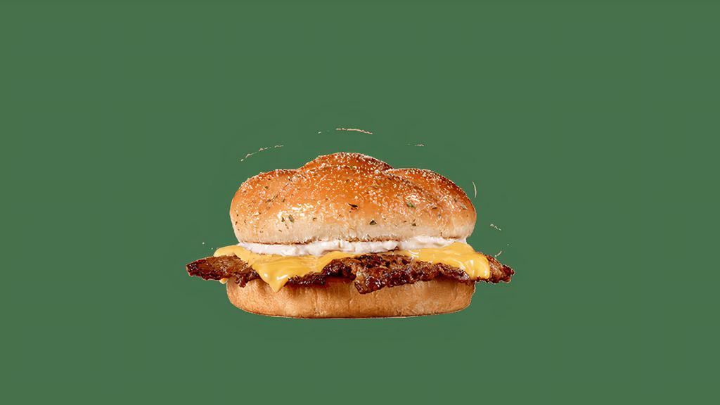Garlic Single Steakburger  · With American cheese on a toasted bun with garlic butter and a sprinkle of garlic salt