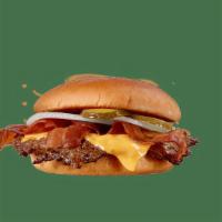 Bacon 'N Cheese Single Steakburger  · Bacon and American cheese with a choice to add ketchup, pickle, onion, lettuce, tomato, must...