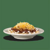 Chili 5-Way · Topped with chili, extra chili beef, our special chili sauce, shredded cheese, and diced oni...