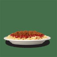 Chili Mac · Spaghetti topped with chili beef and our special chili sauce.