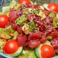 Spicy Tuna Salad · Spicy tuna, mixed greens, avocado, balsamic vinaigrette & sesame seeds