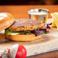 Crab Cake Sandwich · Lump crab, blend of spices, fresh greens, spicy tartar sauce