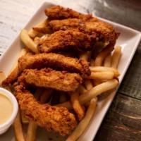 Hand Breaded Chicken Strips Family Meal · served with honey mustard and two family size sides