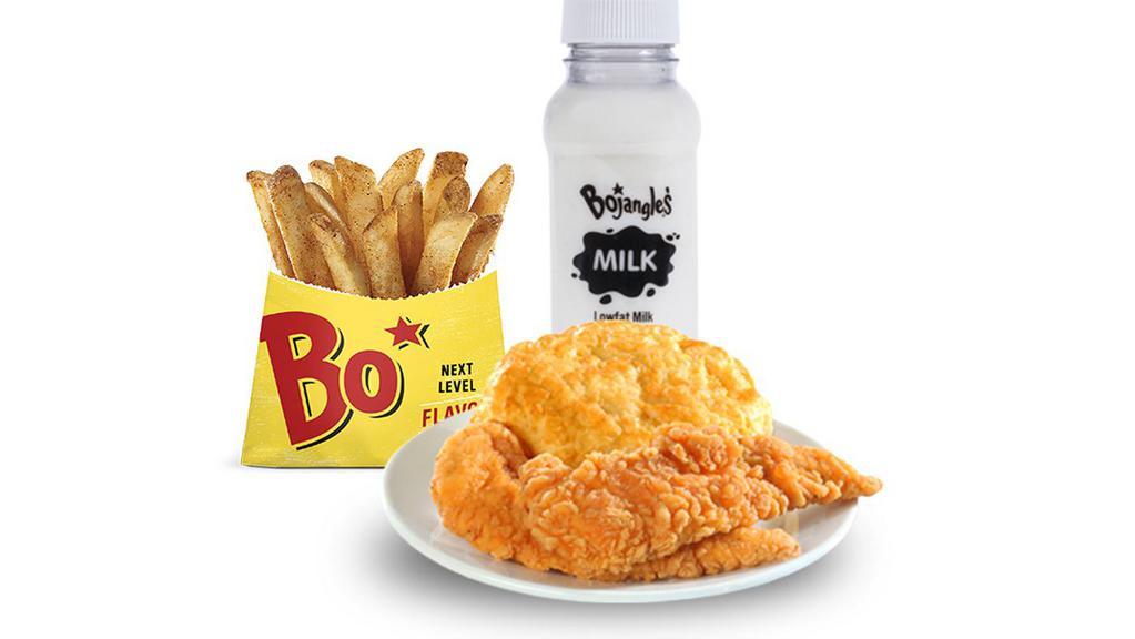 2 Pc. Chicken Supremes® Kid'S Meal · 2 pieces of our Cajun Spiced, breaded, boneless Chicken Supremes®, a made-from-scratch biscuit, choice of fixin’ and a kid-sized beverage. 570 Cal.