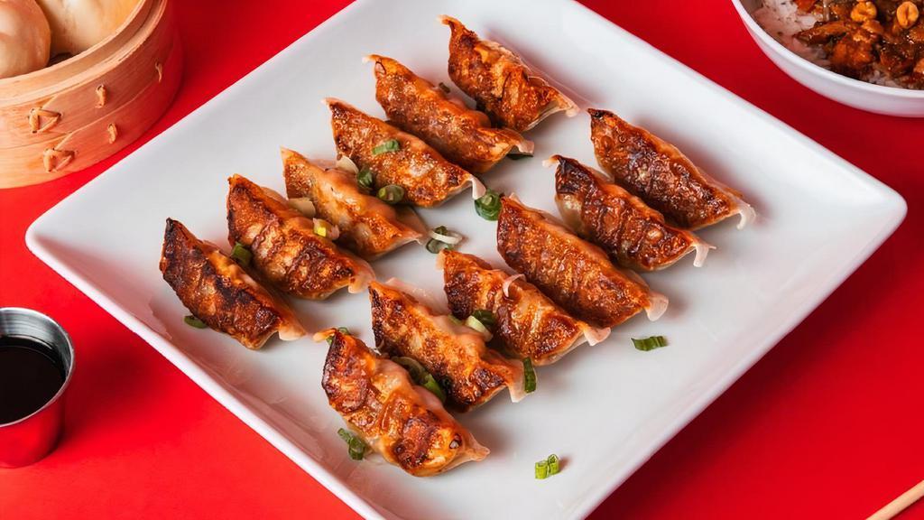 12 Pack Potstickers · Pan-Seared with your choice of Green Vegetable or Ginger Chicken.