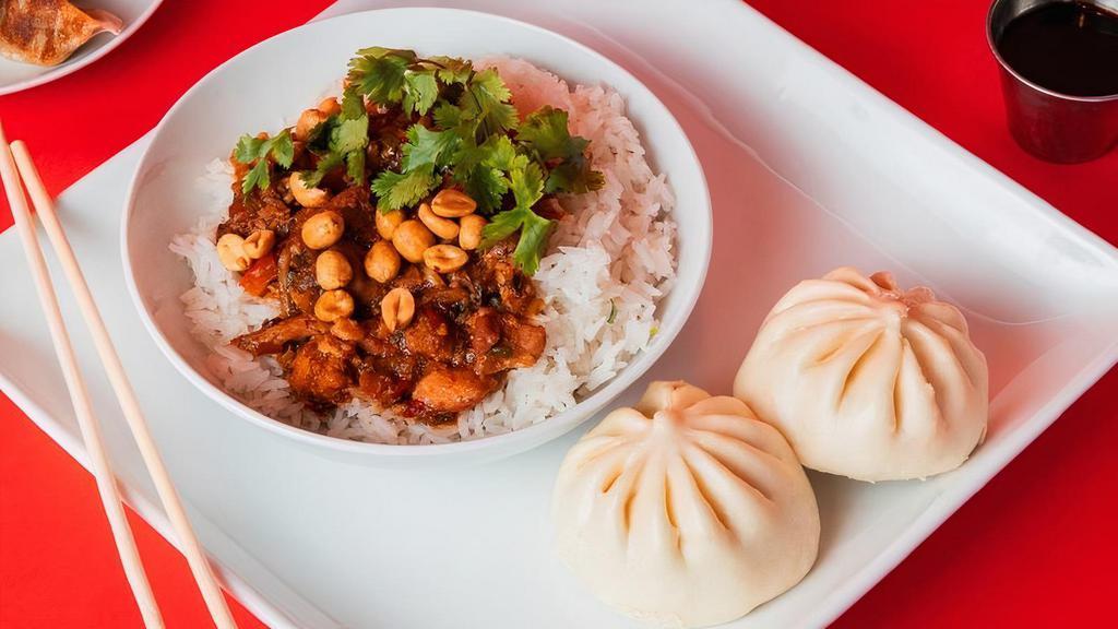Bowl And 2 Bao · A choice of Teriyaki Chicken, Spicy Kung Pao Chicken, or Orange Chicken bowl, and 2 Teriyaki Chicken, BBQ Berkshire Pork, Spicy Mongolian Beef, or Whole Wheat Vegetable Bao.