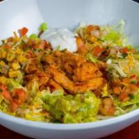 Grilled Baja Bowl · Your choice of protein served over rice, pico de gallo, lettuce, sour cream, guacamole, and ...