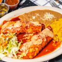 Enchiladas · Two enchiladas smothered with your choice of our traditional red enchilada sauce or green to...