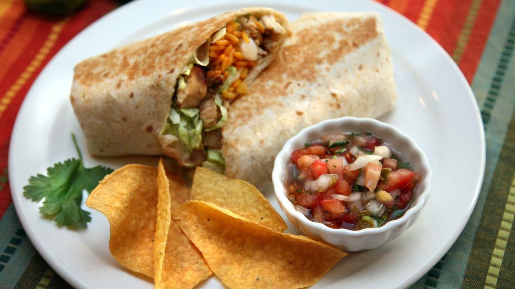 Bean Burrito · Made with lettuce, rice, beans, pico de gallo, chipotle  cream, and cheese, wrapped in your choice of white flour or whole wheat tortilla.