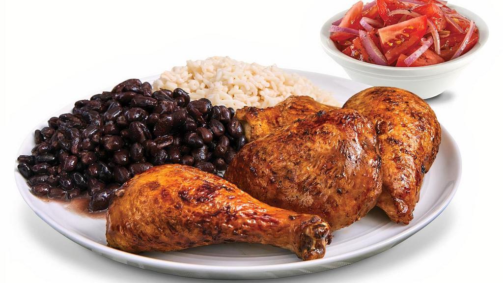 1/2 Fire Grilled Chicken - With Rice And Beans And 1 Additional Side · For big appetites, this dish doubles up the delicious offering with 1/2 of a grilled chicken.