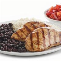 Boneless Chicken Breasts - With Rice And Beans And 1 Additional Side · Two fresh skinless, boneless all-white meat chicken breasts marinated in our citrus blend, t...