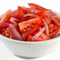 Balsamic Tomatoes · Vine-ripened Roma tomatoes and red onions in a balsamic vinaigrette dressing.
