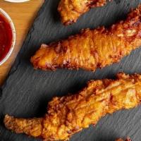 Chicken Strips 4 Piece · 4 Pieces of 8 Hour Brined Chicken Strips, Fried till Golden and Crispy